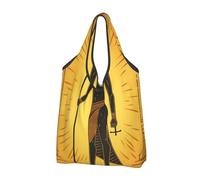 Ancient Egypt Hieroglyph Foldable Shopping Bag Reusable Grocery Bags Ethnic Portable Travel Pounch for Camping Daily Use
