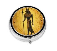 Ancient Egypt Hieroglyph Small Pill Box 3 Compartment Portable Pill Box for Purse Pocket Ethnic Mini Medicine Organiser for Daily Vitamin Fish Oil Storage