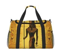 Ancient Egypt Hieroglyph Travel Duffle Bag Ethnic Gym Overnight Weekender Bag for Men Women Lightweight Carry On Luggage for Workout Holiday