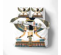 Ancient Egypt King Size Duvet Cover Sets, Soft Microfibre Breathable Duvet Cover, Egyptian God Bedding Set with Zipper, Ethnic Tribal Quilt Cover 3 Piece with 2 Pillowcases, 220 x 230 cm K4a&237