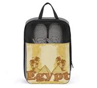 Ancient Egypt Large Capacity Waterproof Travel Shoe Bags Multi-Functional Folding Shoe Bags for Travel Dustproof Breathable Mesh Shoe Organizer(A6)