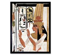 Ancient Egypt Mural Queen Nefertiti Praying Hieroglyphic Art Print Framed Poster Wall Decor 12x16 inch