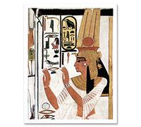 Ancient Egypt Mural Queen Nefertiti Praying Hieroglyphic Art Print Framed Poster Wall Decor 12x16 inch