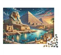 Ancient Egypt Night Scene 1000 Piece Jigsaws for Adults, Non-Reflective Premium Paper, Egypt Pyramid, Challenging Leisure Activity, Brain Teaser for Puzzle Lovers & Enthusiasts 70x50cm/1000pcs