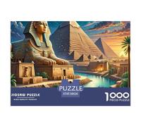 Ancient Egypt Night Scene 1000 Piece Puzzle for Wall Decoration And Gifts - Egyptian Pyramid Sphinx Art Recycled Paper for Adults Great Gift Idea38x26cm/1000pcs