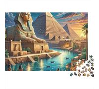 Ancient Egypt Night Scene 1000pc Thick Cardboard Puzzle for Stress Relief Seekers Christmas Gathering Home Decor Senior Centre Activity Classroom Puzzle Gift 70x50cm/1000pcs