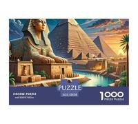 Ancient Egypt Night Scene Jigsaw Puzzle 1000 Piece -Egyptian Pyramid Sphinx Art Puzzles for Adults Gifts Recycled Paper Educational Game Decompression52x38cm/1000pcs