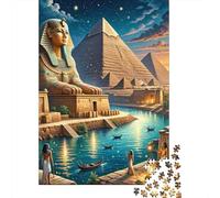 Ancient Egypt Night Scene1000pc Cardboard Jigsaw Puzzle for Adults Hard Difficult Challenge Office Break Stress Relief Home Decoration 38x26cm/1000pcs