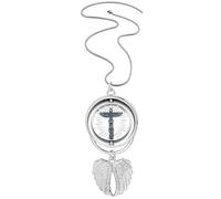 Ancient Egypt Owl Decorative Pattern Pendant Angel Wings Rotating Necklace Jewelry