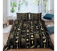 Ancient Egypt Pattern Duvet Cover Egypt Culture Bedding Retro Exotic Tribal Comforter Cover Symbolizing the Pharaoh Pyramid Quilt Set for Teen Adults Decor 3Pcs (Colour 16,King:220x240cm(3Piece))