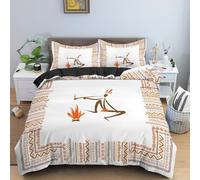 Ancient Egypt Pattern Duvet Cover Egypt Culture Bedding Retro Exotic Tribal Comforter Cover Symbolizing the Pharaoh Pyramid Quilt Set for Teen Adults Decor 3Pcs (Colour 4,Double:200x200cm(3Piece))