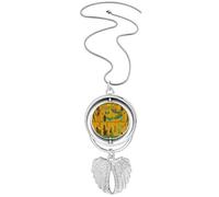 Ancient Egypt Pharaoh Art Pattern Pendant Angel Wings Rotating Necklace Jewelry