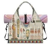 Ancient Egypt Print Sports Duffle Bag with Shoe Compartment Egypt Hieroglyph Weekend Overnight Bags Tote Cabin Luggage Bag for Gym Yoga Travel
