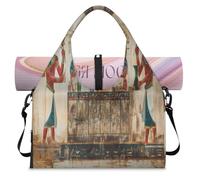 Ancient Egypt Print Sports Duffle Bag with Shoe Compartment Weekend Overnight Bags Tote Cabin Luggage Bag for Gym Yoga Travel