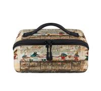 Ancient Egypt Print Travel Makeup Bag Portable Waterproof Pouch Open Flat Toiletry Bags Toiletries Cosmetics Traveling Organizer for Women Men