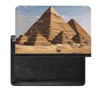 Ancient Egypt Pyramid Passport Holder Passport Cover Protector Essentials with Credit Card Slots for Women Men