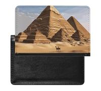 Ancient Egypt Pyramid Passport Holder Premium PU Leather Passport Cover Portable Travel Passport Protector Case Unisex Travel Essentials Document Organizer for Vacation Business Trips