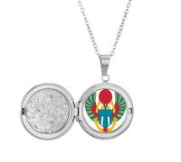 Ancient Egypt Scarab Pattern Locket Necklace Hold Picture Jewelry Birthday Gift