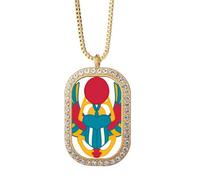 Ancient Egypt Scarab Pattern Necklace Pendant Diamond Crystal Golden Jewelry