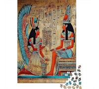 Ancient Egypt Scene Jigsaw Puzzles. 38x26cm/1000pcs Egyptian Hieroglyphic Art Style Whimsical Challenge Toy for Educational Games Gifts