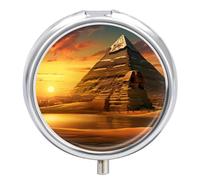 Ancient Egypt Secrets Pyramid Sphinx Pill Box 3 Compartment Small Portable Medicine Case Pill Organizer for Pocket Purse