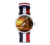 Ancient Egypt Secrets Pyramid Sphinx Sport Watch for Men Women Nylon Strap Wrist Watch Analog Quartz Watch