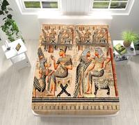 Ancient Egypt Super King Fitted Sheet Ancient Egypt Bed Sheets Deep Pocket 12 inch Soft Cozy 3 Piece Microfibre 3D Bed Sheet 180x200 cm with 2 Pillowcases 50x75 cm u1157