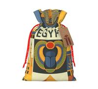 (Ancient Egypt Tribe Series) Christmas Burlap Bags, S Size Christmas Drawstring Gift Bags Goodie Bags For Kids Xmas Party Favors