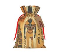 Ancient Egypt Tribe Series Christmas Gift Bags with Tags & Ribbon Ties, Personalized Santa Sack Xmas Treat Pouch Party Favor Bags Drawstring Christmas Sacks for Holiday Presents Storage Small