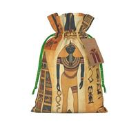 Ancient Egypt Tribe Series Christmas Gift Bags with Tags & Ribbon Ties, Personalized Santa Sack Xmas Treat Pouch Party Favor Bags Drawstring Christmas Sacks for Holiday Presents Storage Medium