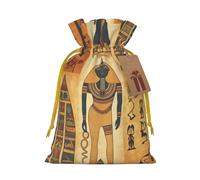 Ancient Egypt Tribe Series Christmas Gift Bags with Tags & Ribbon Ties, Personalized Santa Sack Xmas Treat Pouch Party Favor Bags Drawstring Christmas Sacks for Holiday Presents Storage Small