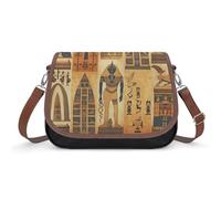 Ancient Egypt Tribe Series Crossbody Bag for Women Leather Crossover Shoulder Handle Bag with Adjustable Strap Hobo Handbag Large Capacity Purse Work Handbag for Daily Outdoor
