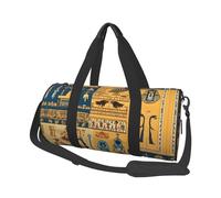 Ancient Egypt Tribe Series Large Round Travel Duffle Bag, Full-Print Canvas Weekender with Padded Lining, Multiple Pockets,Detachable Shoulder Strap and Soft Leather Handles