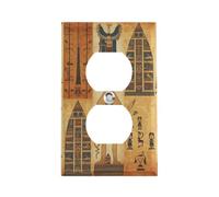 Ancient Egypt Tribe Series Outlet Cover, American Standard Wall Plate with Screws - Heat & Impact Resistant Stainless Steel, 1-Gang Duplex Socket Cover for Home Decor