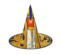 Ancient Egypt Tribe Series Print Carnival Halloween Witch Hat Costume Accessory Foldable Cap Party Masquerade Decor