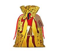Ancient Egypt Tribe Series Print Christmas Drawstring Holiday Candy Bag Xmas Sacks Reusable Wrapping Bags Party Favor