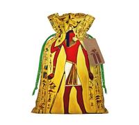 Ancient Egypt Tribe Series Print Christmas Drawstring Holiday Candy Bag Xmas Sacks Reusable Wrapping Bags Party Favor
