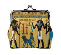 Ancient Egypt Tribe Series Print Coin Purse,Cute Leather Kiss Lock Coin Wallet Portable Wallet for Office and Travel