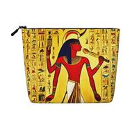 Ancient Egypt Tribe Series Print Cosmetic Bag for Women,Faux Linen Makeup Bag Large Capacity,Perfect for Travel Daily Use