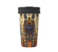 Ancient Egypt Tribe Series Print Insulated Coffee Tumbler, 500ml Leakproof Stainless Steel Travel Mug, Double Walled, Hot & Cold Drinks - Perfect for Commuting, Office, Home
