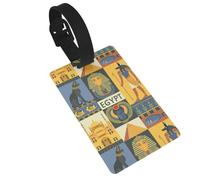 Ancient Egypt Tribe Series Print Luggage Bag Tag, Waterproof PVC Suitcase Tags with Wristband for Easy Luggage Identification