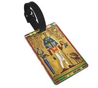 Ancient Egypt Tribe Series Print Luggage Tags with Detachable Wristband, Travel Bag Tags, Easy to Identify
