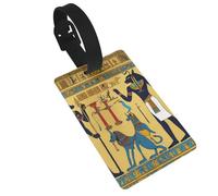 Ancient Egypt Tribe Series Print Luggage Tags with Detachable Wristband, Travel Bag Tags, Easy to Identify