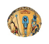 Ancient Egypt Tribe Series Print Premium Double Layer Shower Cap For Women With Reusable Shower Cap For Hair - Waterproof Plastic Cap - Shower Caps For Long, Short And Curly Hairs