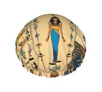 Ancient Egypt Tribe Series Print Premium Double Layer Shower Cap For Women With Reusable Shower Cap For Hair - Waterproof Plastic Cap - Shower Caps For Long, Short And Curly Hairs