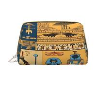 (Ancient Egypt Tribe Series) Print Pu Leather Makeup Bag with Zipper Pocket Compact Organizer for Travel/Purse