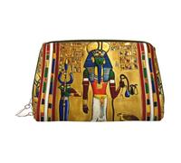 Ancient Egypt Tribe Series Print Small Portable Makeup Bag for Women, with 3 Inner Pockets for Travel Daily Use