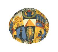 Ancient Egypt Tribe Series Printed Hair Cover, Dual Layer Bathing Cap For Thick Hair, Reusable Headgear For Women