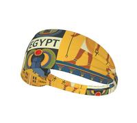 Ancient Egypt Tribe Series Printed Running Headband Women, Foldable Adjustable Width, Non Slip for Workout Washing and Spa