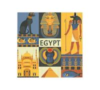 Ancient Egypt Tribe Series Printed Square Jigsaw Puzzle 12.8x12.8 CM, Puzzle Challenging Game for Adults Gifts, Family Fun Decorative Wall Decor